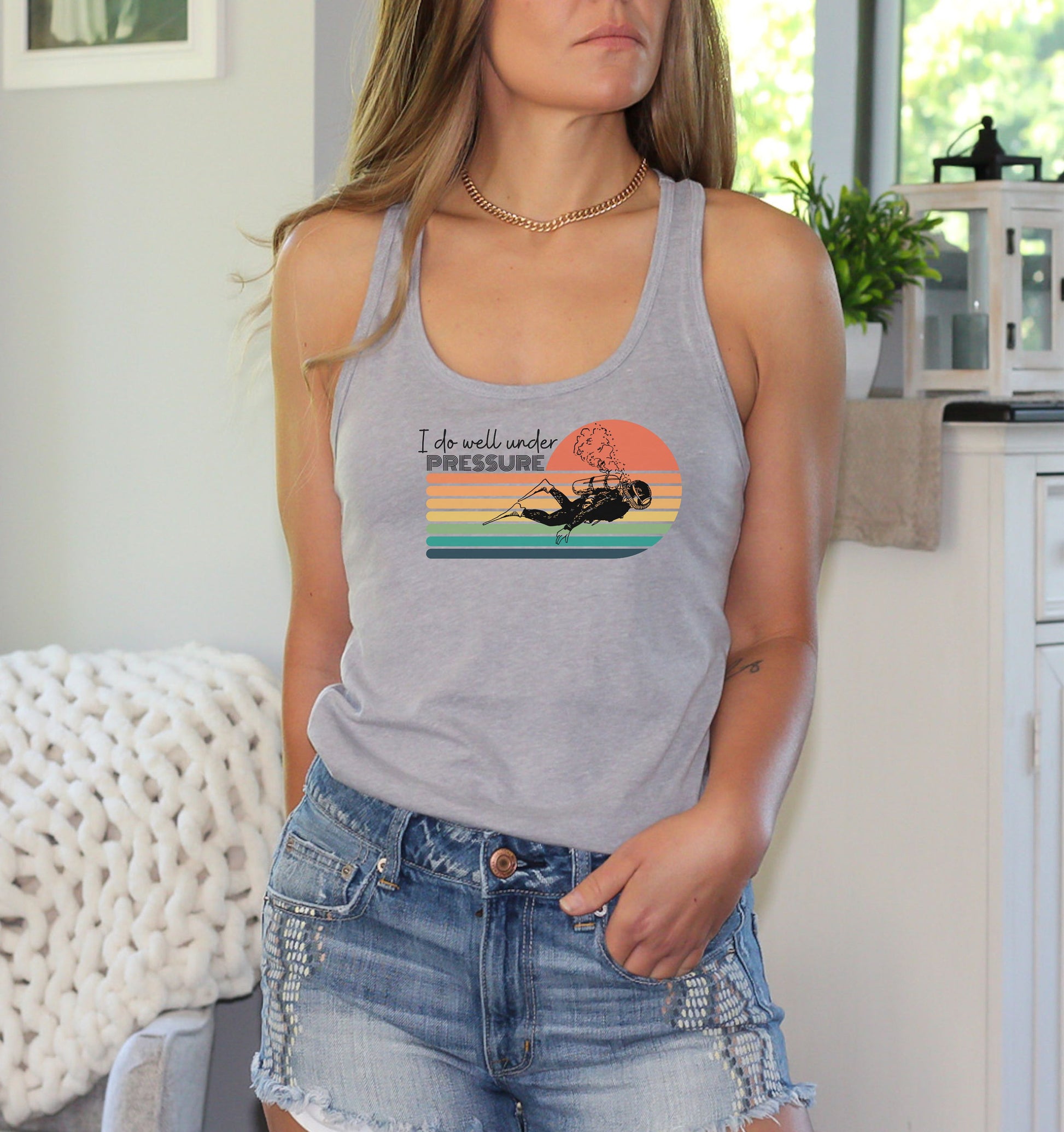 Under Pressure Racerback Tank Top for Scuba Diver, Cute Scuba Tank, Scuba Tshirt, Gift for her, Scuba Gift
