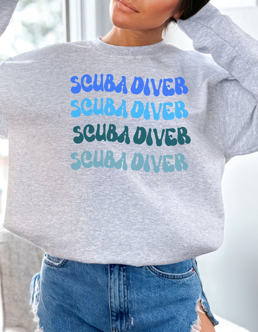 Exploring the Depths in Style: Get Your Retro Scuba Diver Sweatshirt, Cute Scuba Crewneck Sweatshirt, Gifts for Scuba Diver, Gift for her