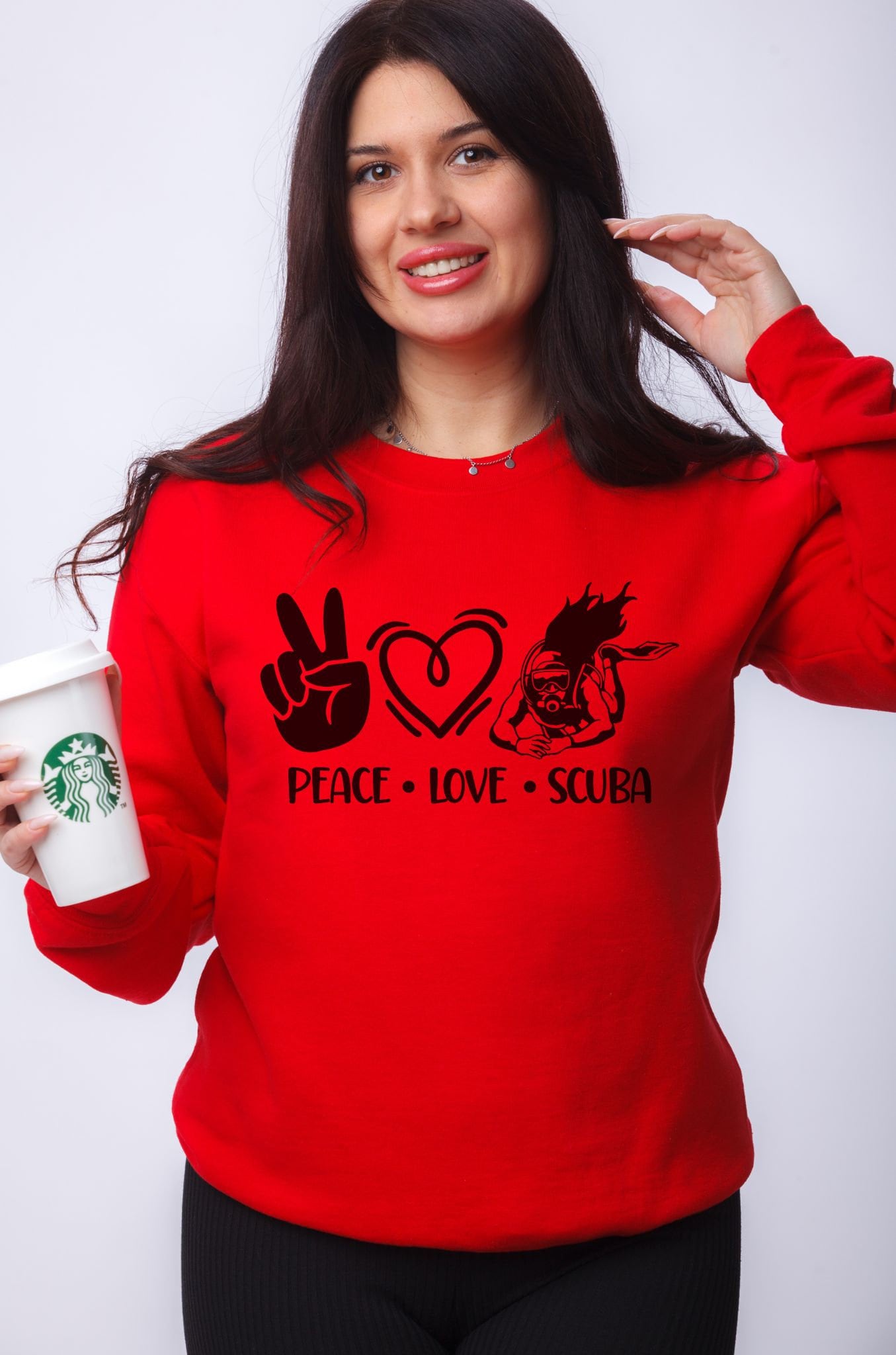 Peace Love Scuba Cute Crewneeck Sweatshirt, Scuba Gift, Gift for Her, Dive Gift. Dive Sweatshirt