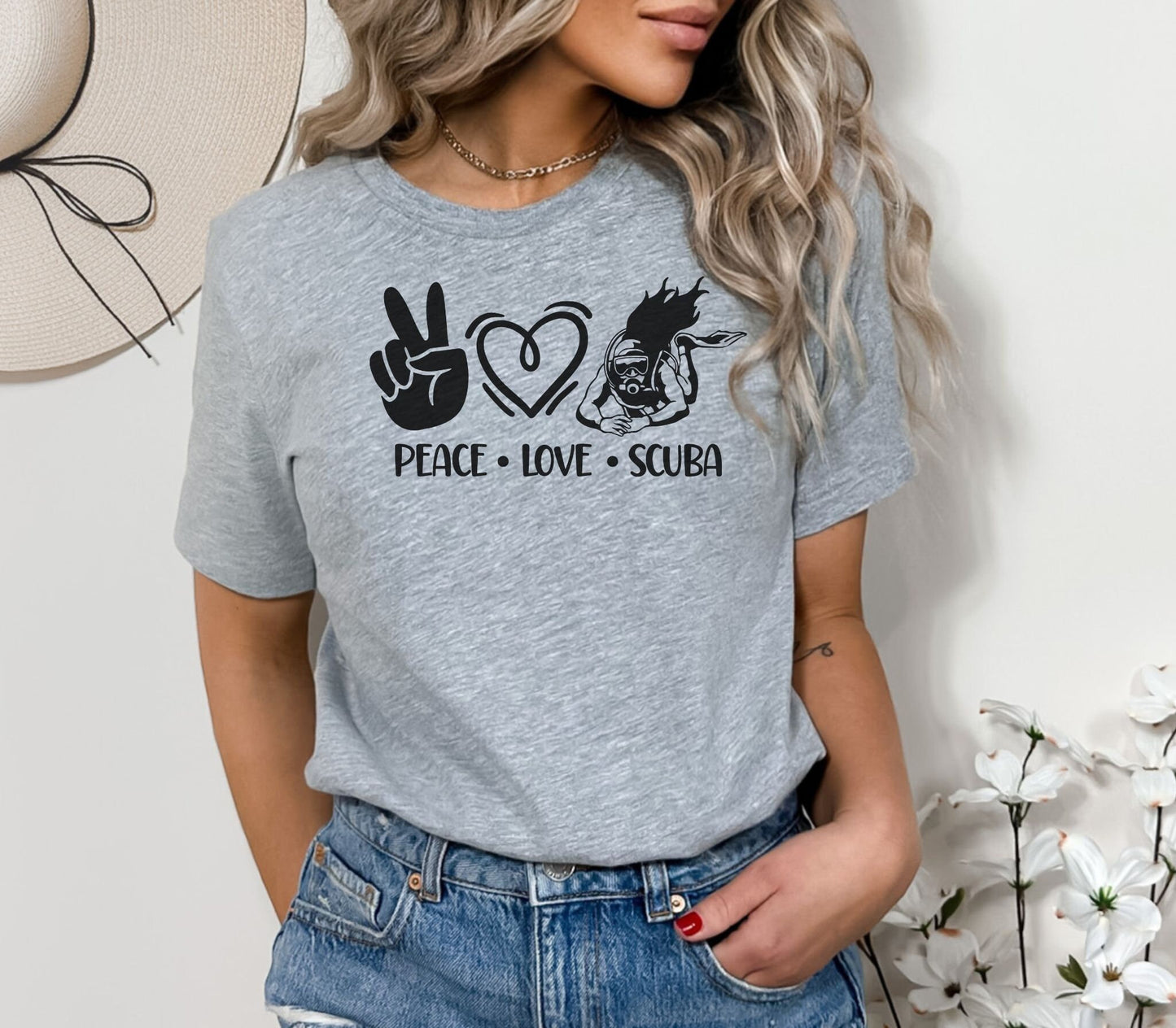 Peace Love Scuba Cute Scuba Diving T-shirt, Cute Tee, Scuba Diver gift , Gift for Woman