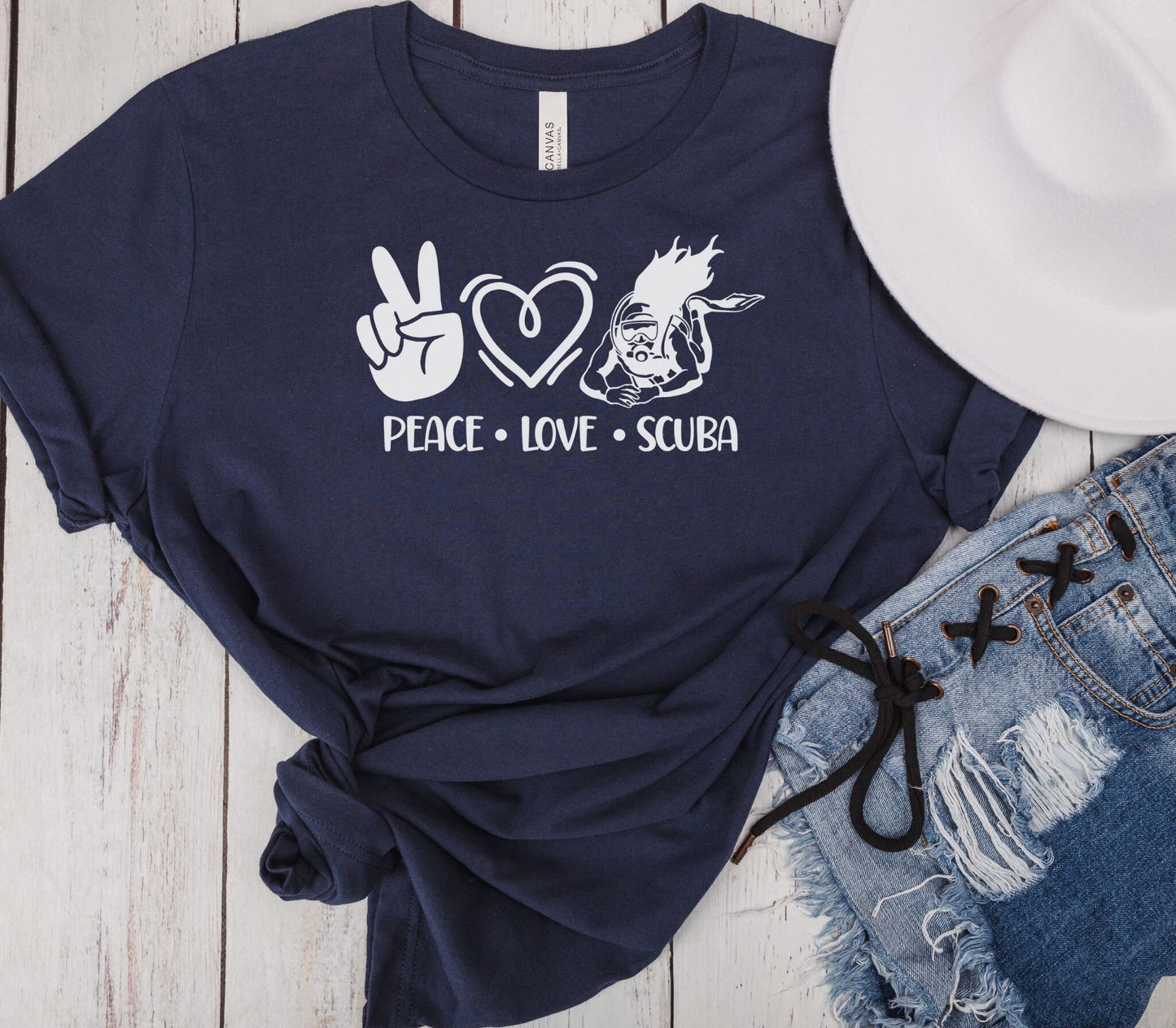 Peace Love Scuba Cute Scuba Diving T-shirt, Cute Tee, Scuba Diver gift , Gift for Woman