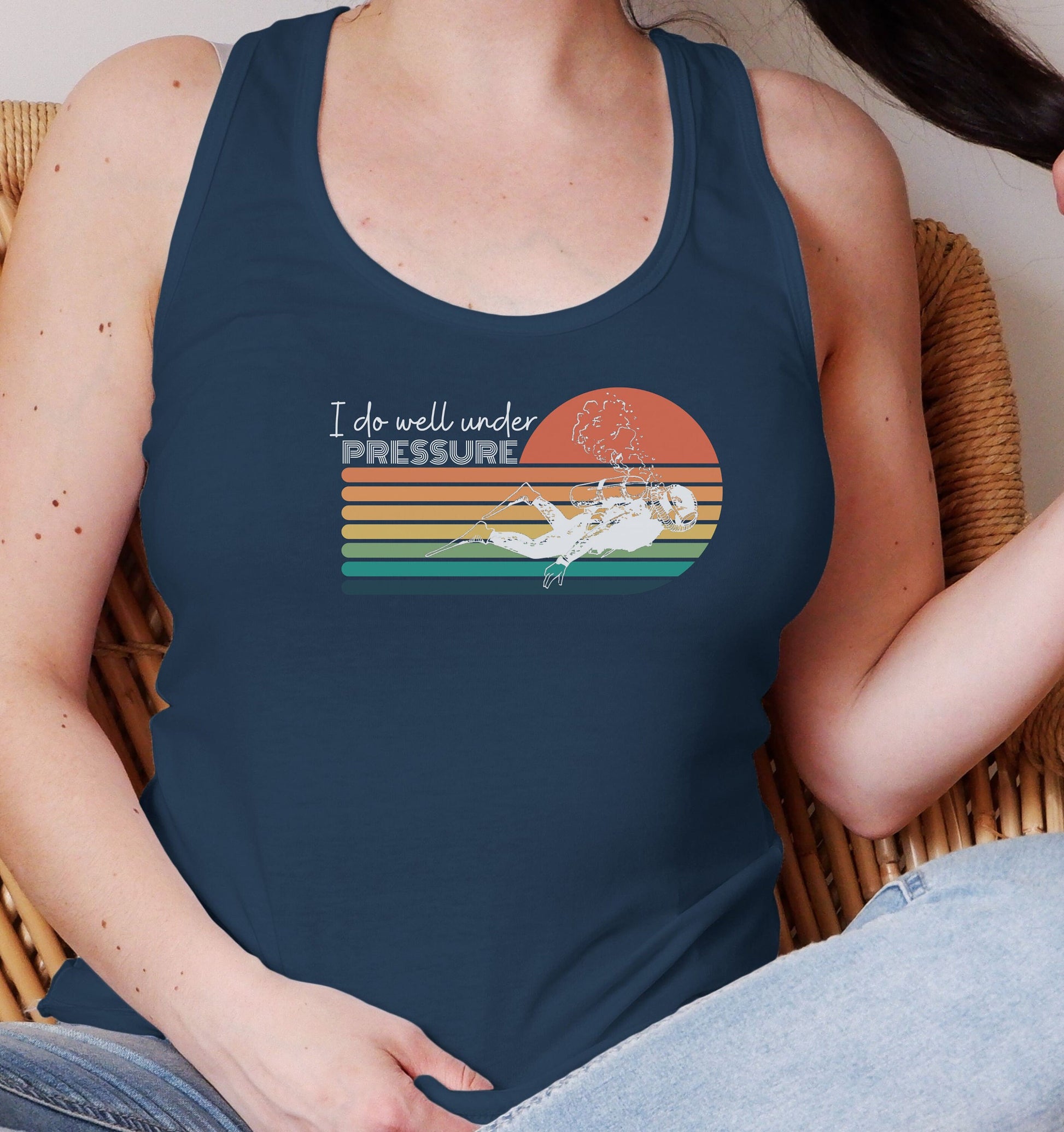 Under Pressure Racerback Tank Top for Scuba Diver, Cute Scuba Tank, Scuba Tshirt, Gift for her, Scuba Gift