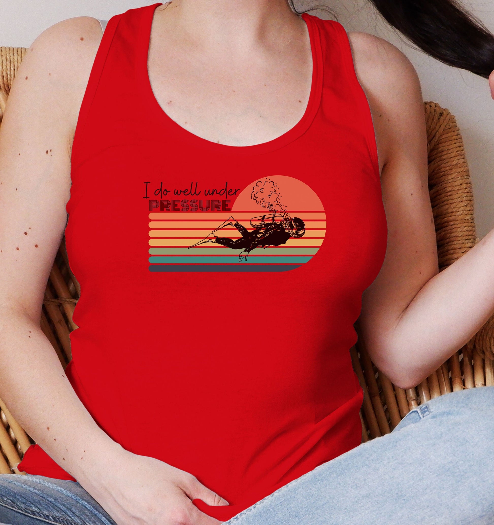 Under Pressure Racerback Tank Top for Scuba Diver, Cute Scuba Tank, Scuba Tshirt, Gift for her, Scuba Gift