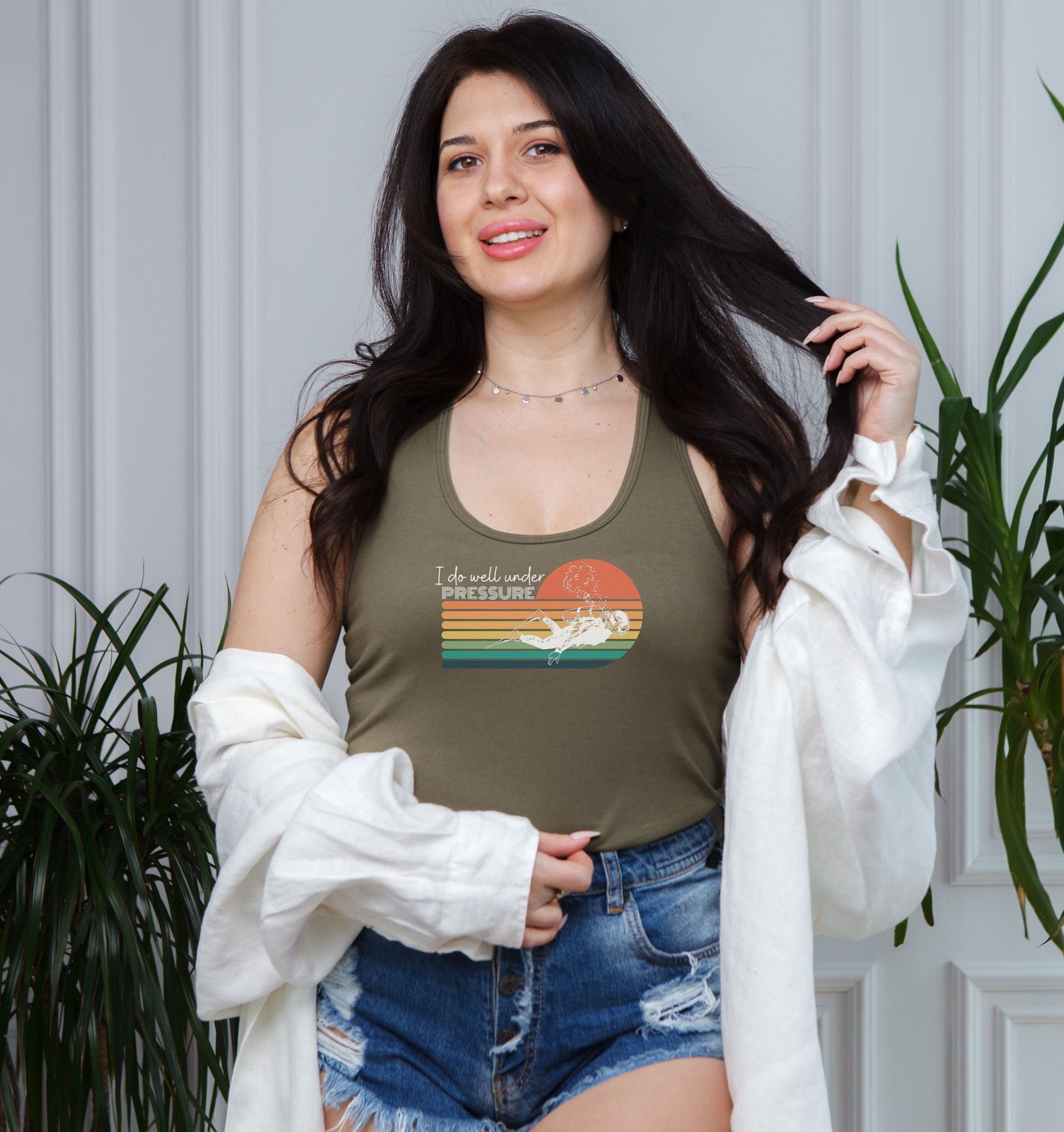Under Pressure Racerback Tank Top for Scuba Diver, Cute Scuba Tank, Scuba Tshirt, Gift for her, Scuba Gift