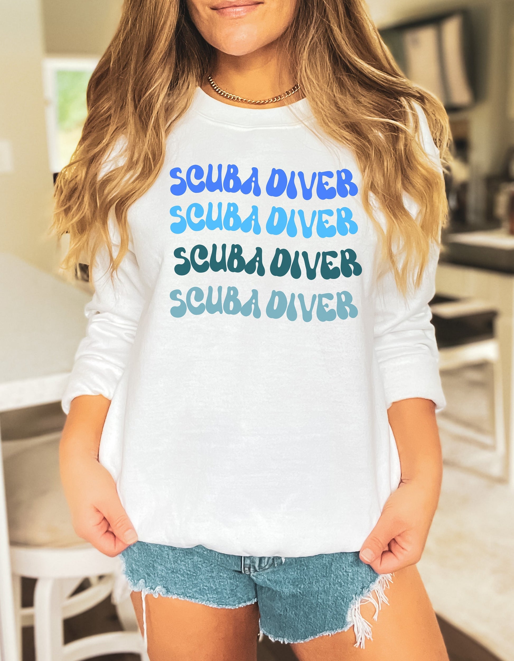Exploring the Depths in Style: Get Your Retro Scuba Diver Sweatshirt, Cute Scuba Crewneck Sweatshirt, Gifts for Scuba Diver, Gift for her
