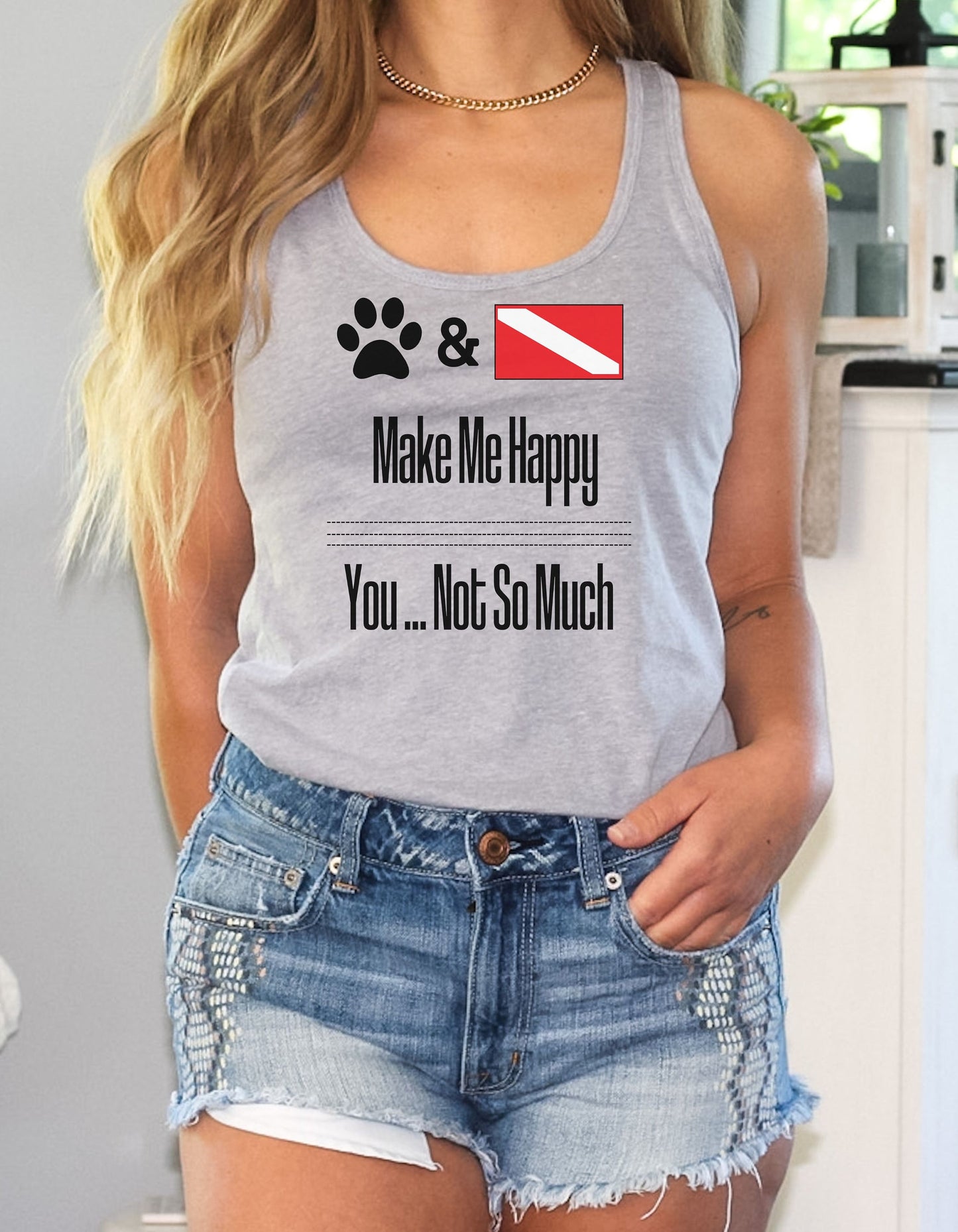 Dogs and Diving Make me Happy - Scuba Tank Top for Women