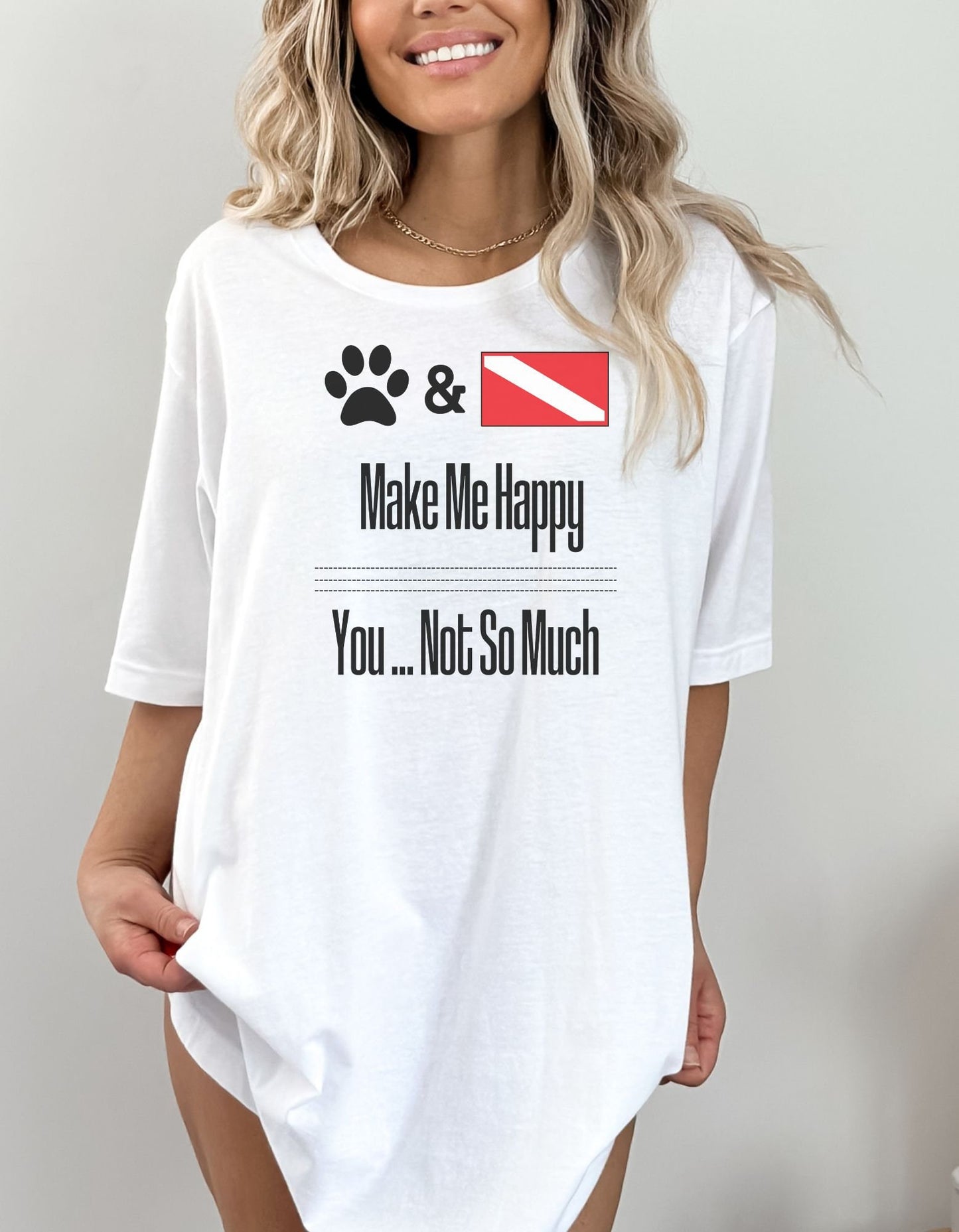 Cute Scuba tshirt "Dogs and Diving Make me Happy