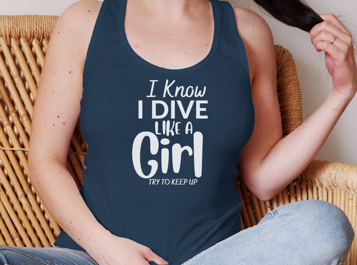 I Know I Dive Like a Girl, Try to Keep Up Tank Top, Scuba Gift, Scuba shirt for women