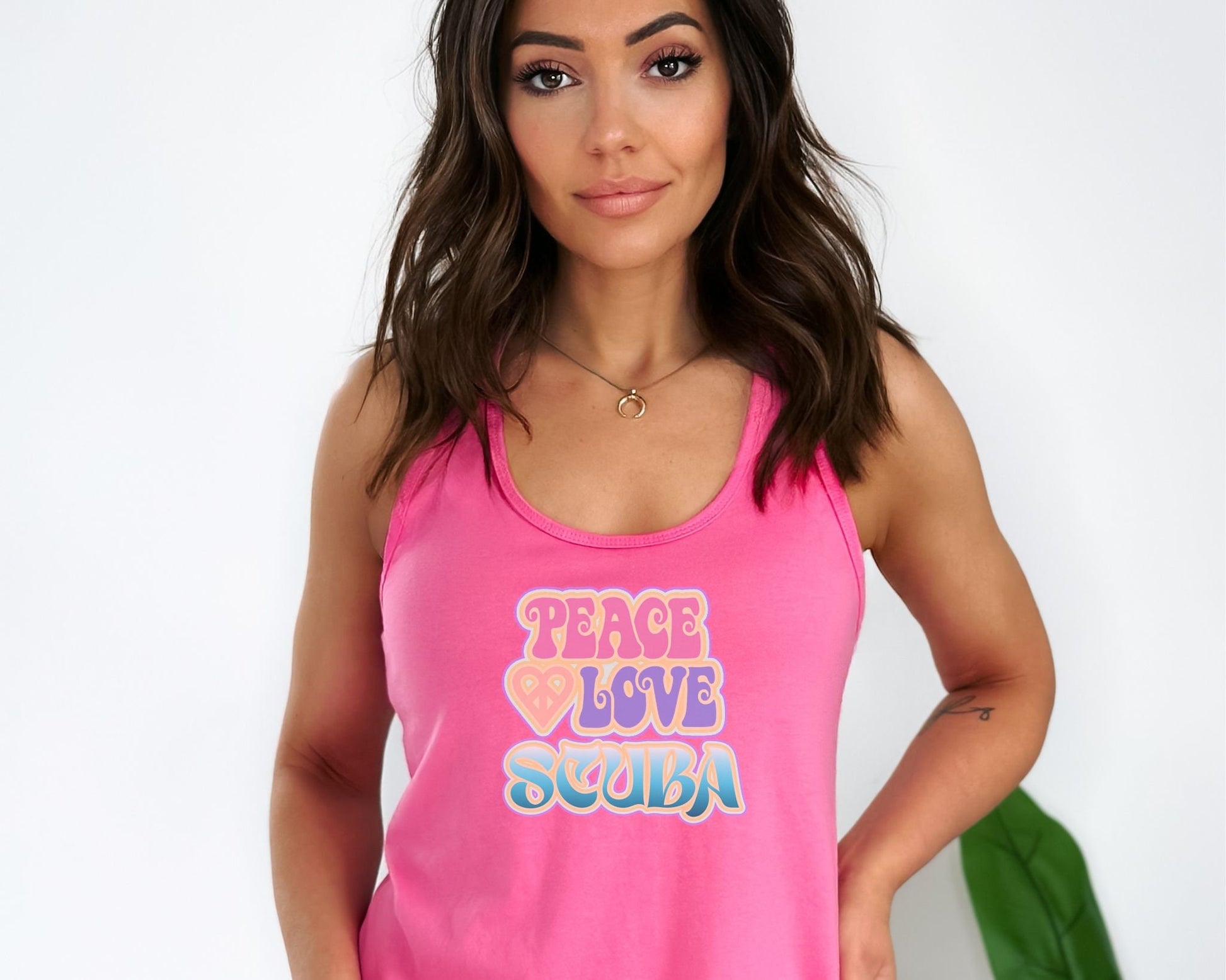 Peace Love Scuba Cute Racerback Tank Top for Scuba Diver, Gift for Diver, Gift for Woman, Cute Scuba tee