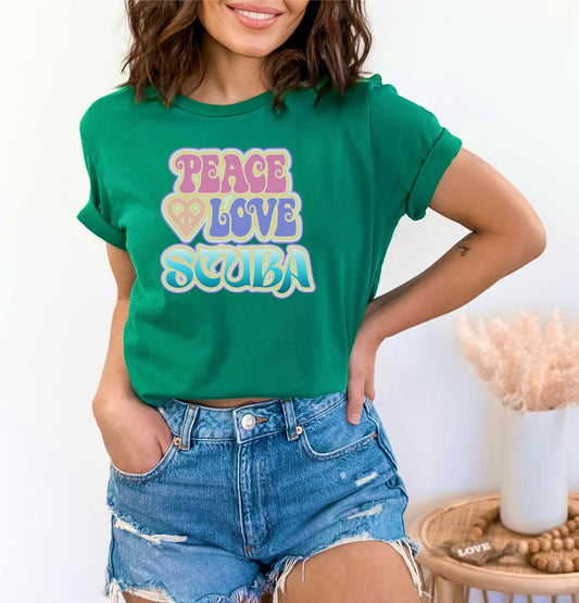 Peace Love Scuba Cute Scuba T-shirt for Diver, Cute Scuba Tee, Gift for Diver Scuba Gift,