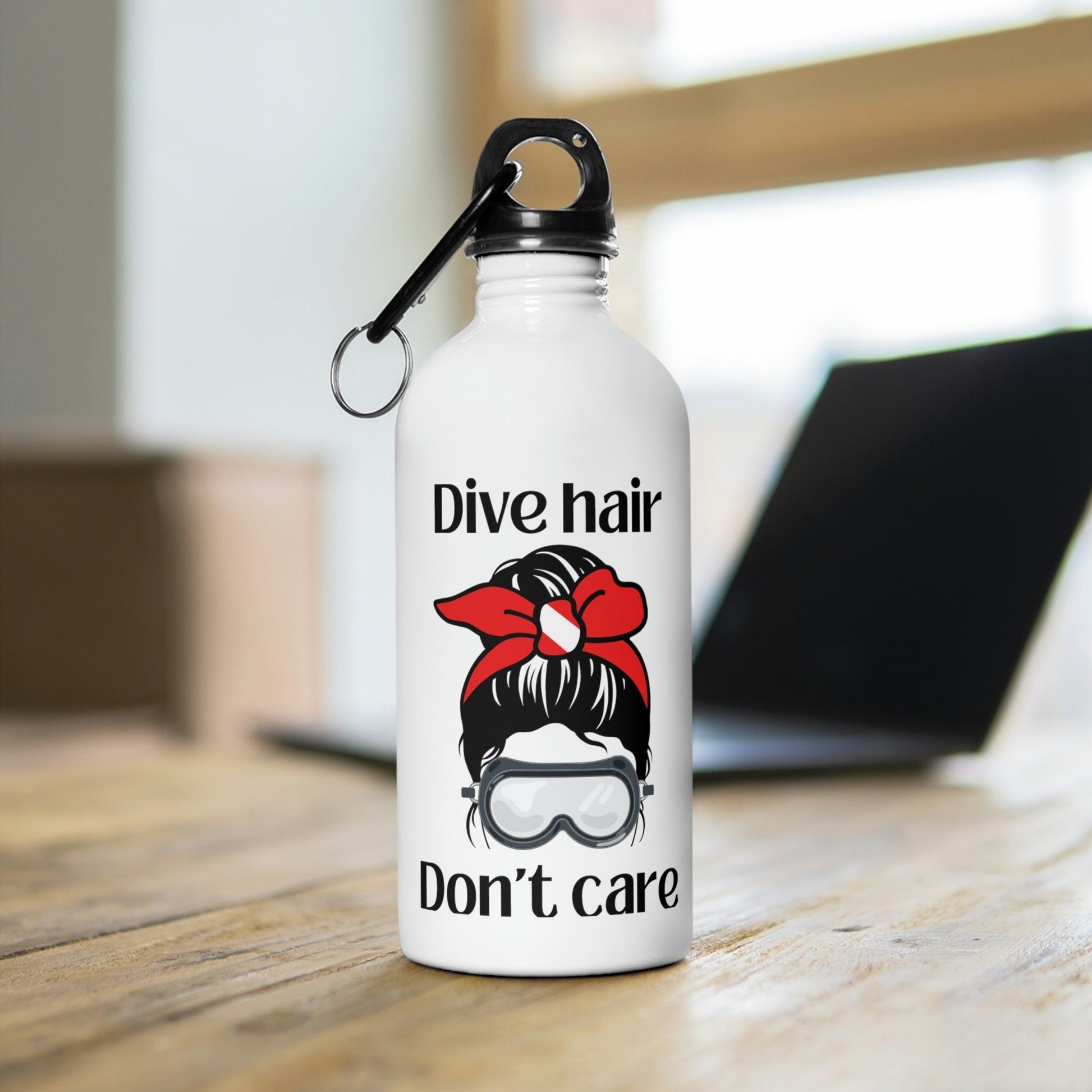 Dive Hair Don't Care Scuba Water Bottle, Scuba Diver Water Bottle, Scuba Gift, Gift for Her, Unique Scuba Gift