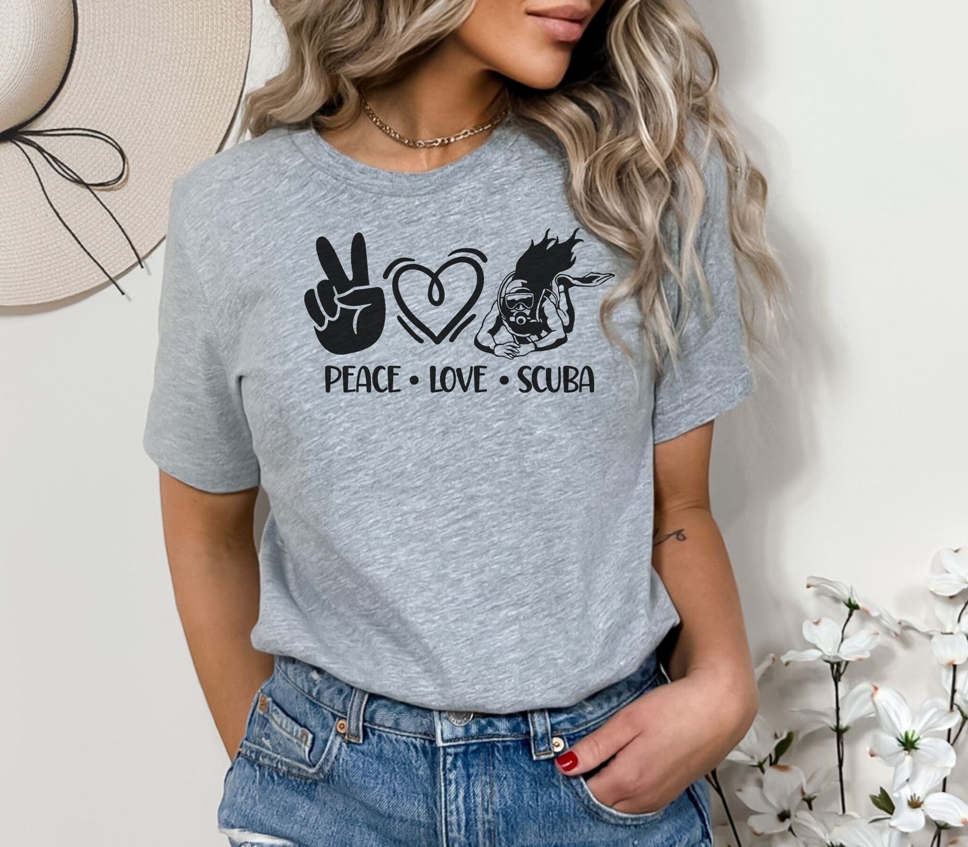 Peace Love Scuba Cute Scuba Diving T-shirt, Cute Tee, Scuba Diver gift , Gift for Woman