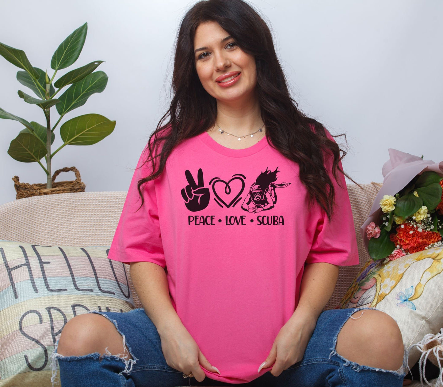 Peace Love Scuba Cute Scuba Diving T-shirt, Cute Tee, Scuba Diver gift , Gift for Woman