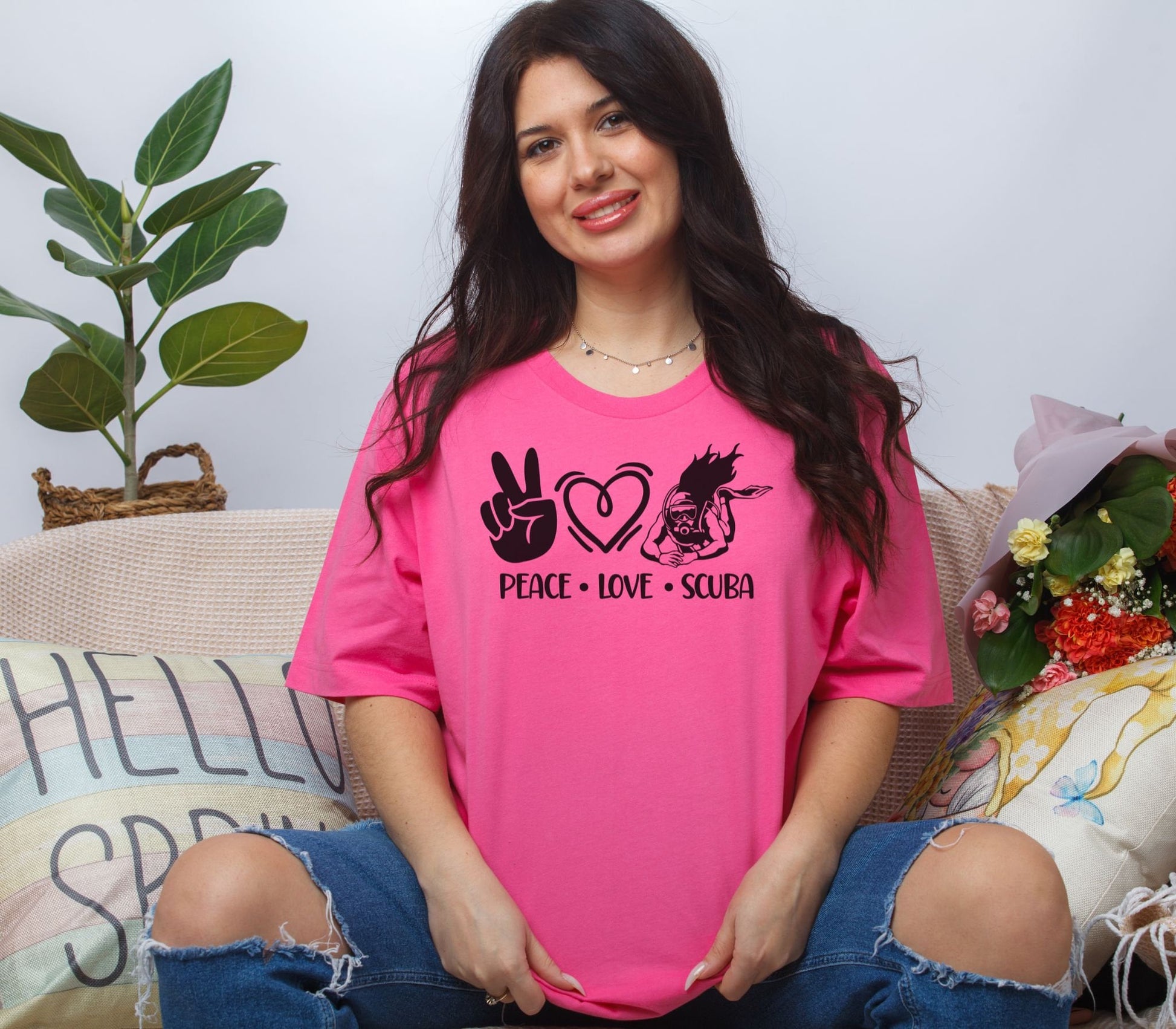 Peace Love Scuba Cute Scuba Diving T-shirt, Cute Tee, Scuba Diver gift , Gift for Woman
