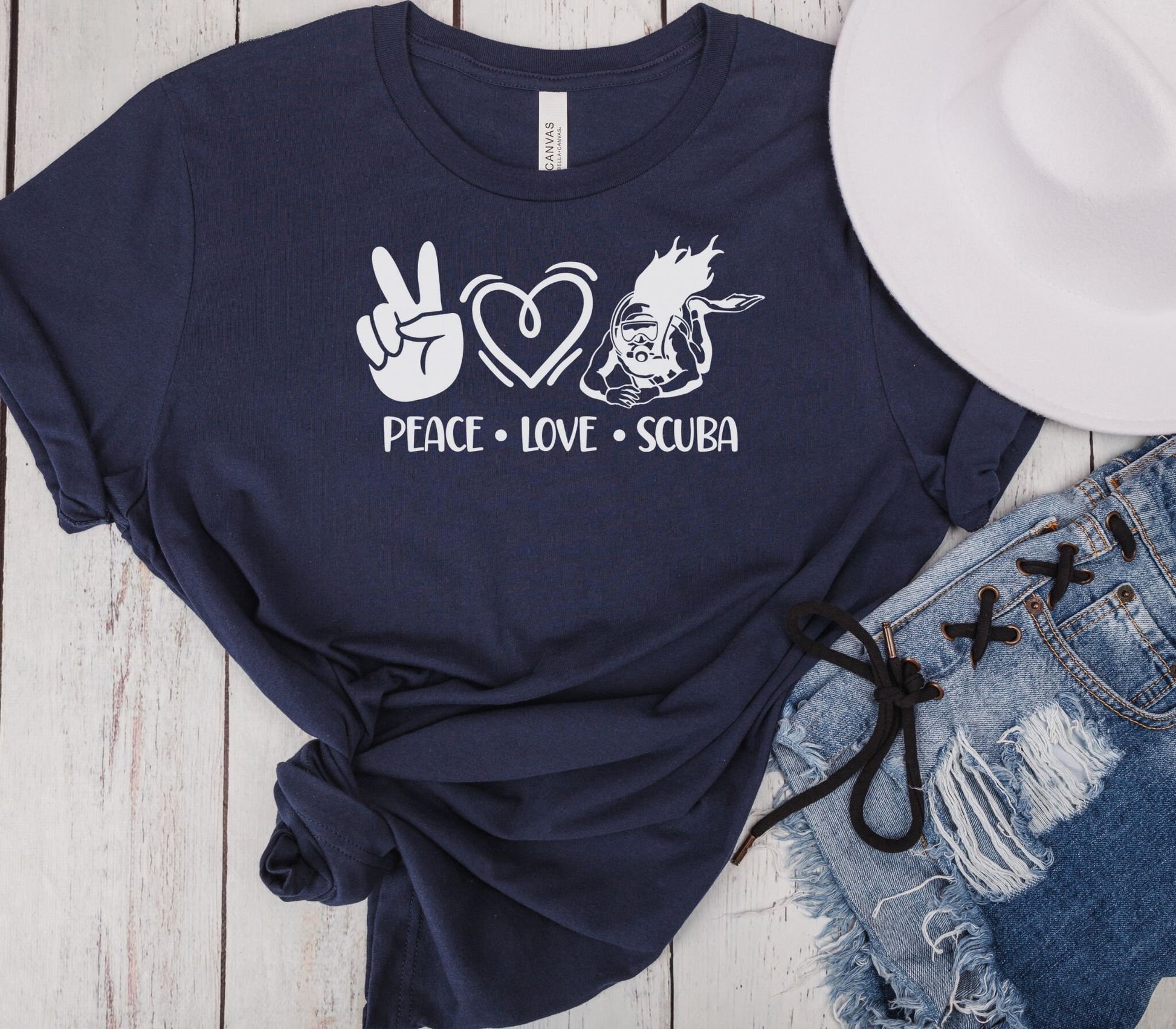 Peace Love Scuba Cute Scuba Diving T-shirt, Cute Tee, Scuba Diver gift , Gift for Woman