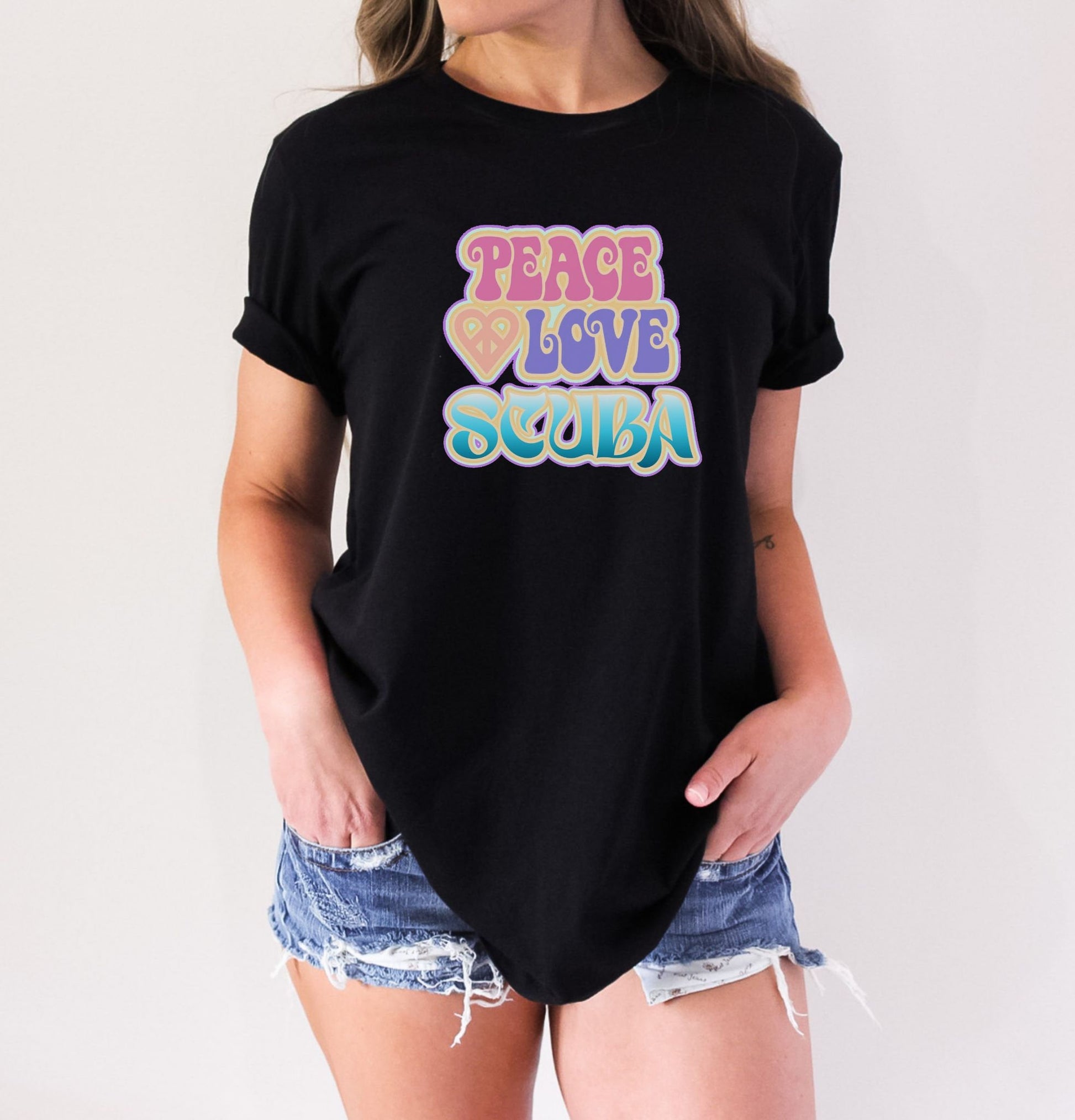 Peace Love Scuba Cute Scuba T-shirt for Diver, Cute Scuba Tee, Gift for Diver Scuba Gift,