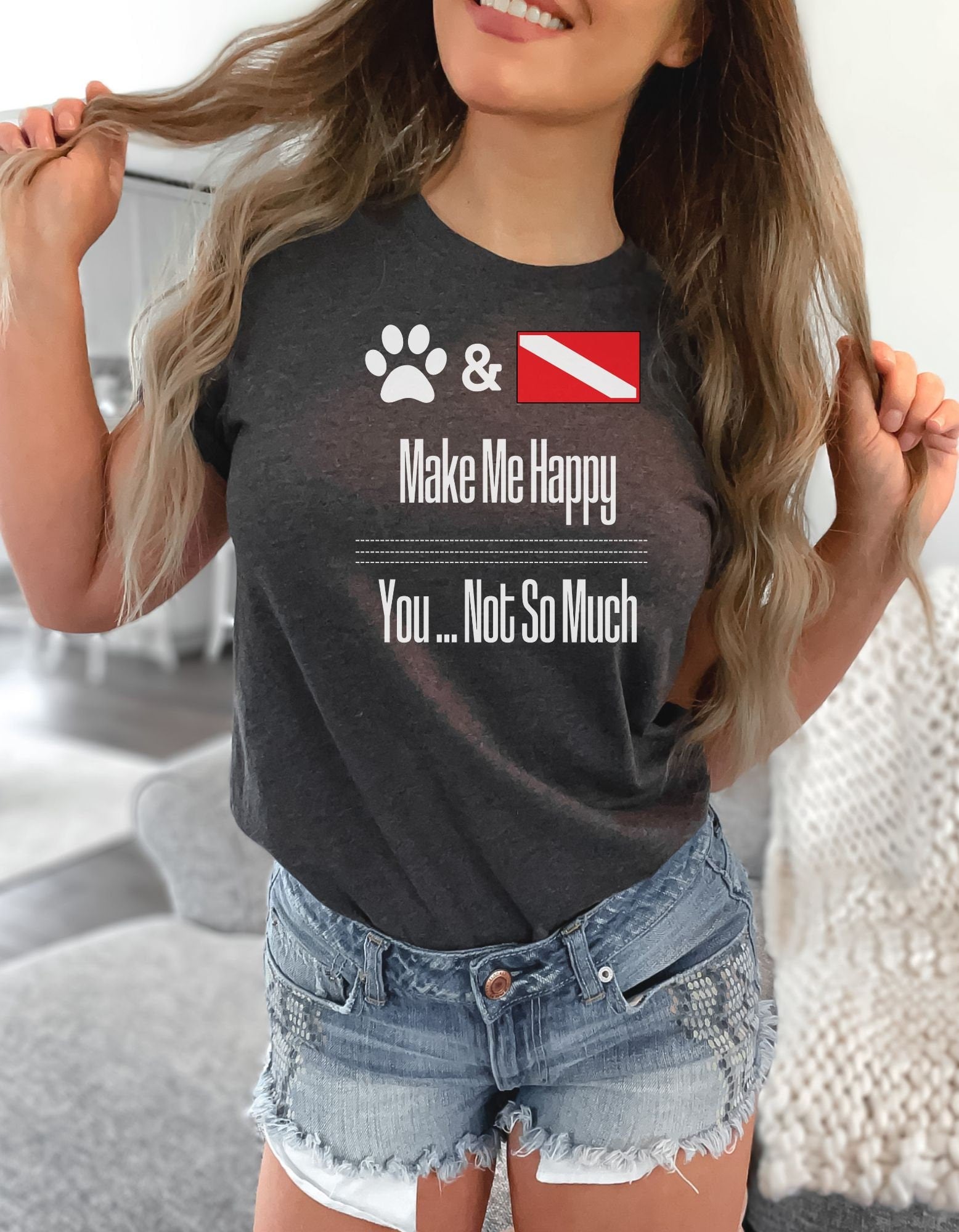 Cute Scuba tshirt "Dogs and Diving Make me Happy