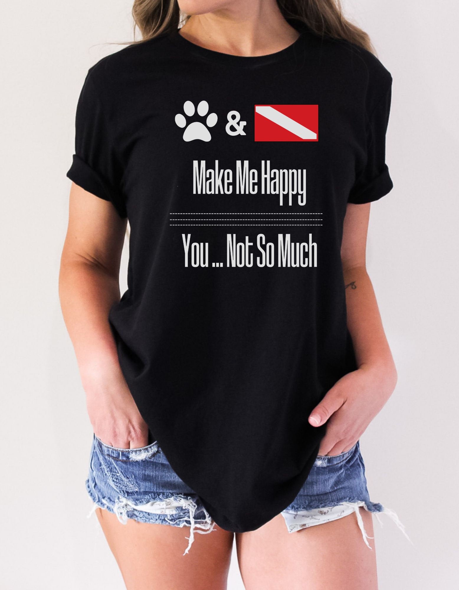 Cute Scuba tshirt "Dogs and Diving Make me Happy