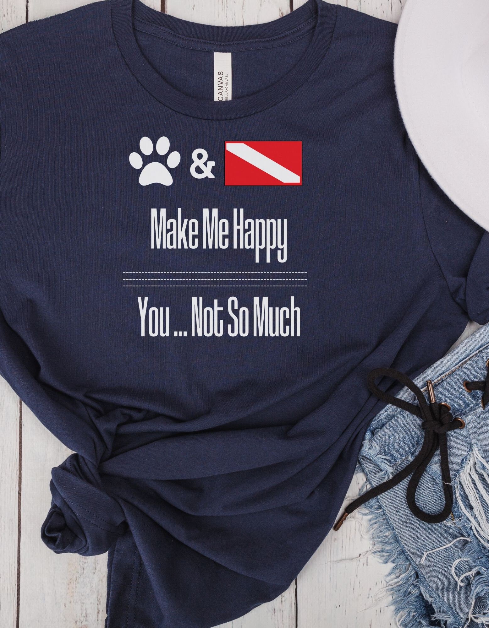 Cute Scuba tshirt "Dogs and Diving Make me Happy